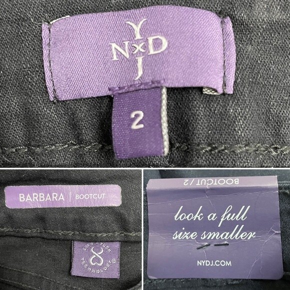 NWT NYDJ Barbara Tummy-Control Bootcut Jeans Black Denim Women's Size 2 NEW - Picture 10 of 13